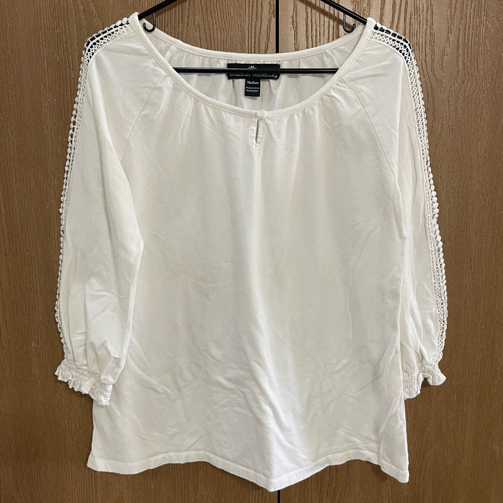 White Crochet Sleeve Blouse